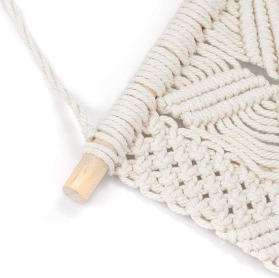 Macramé wandkleed boho deco geweven wanddecoratie wandtapijt Boheems tapijt geweven huisdecoratie chic huisdecoratie geschenken appartement slaapzaal kamerdecoratie (wit-blong)