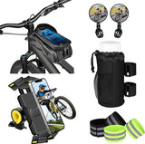 9 in 1 fietstas Fietsframetas Stuurtas Accessoires voor smartphone tot 6,8 inch Mobiele telefoonhouder Fietsstuur Waterdicht Flessenhouder Fiets 360° Fietsspiegel Reflecterend