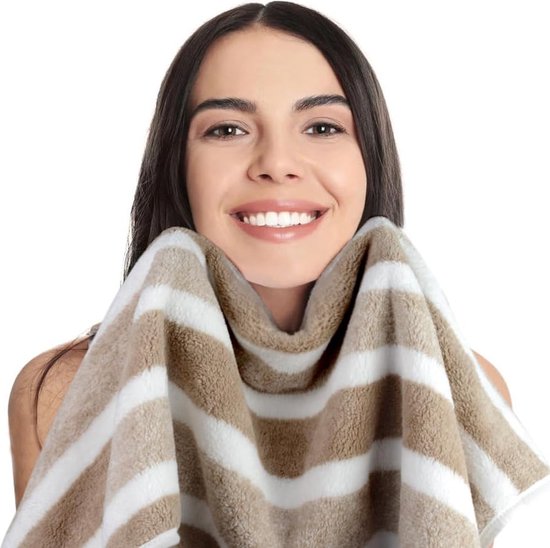 Set van 2 microvezel handdoeken, sterk waterabsorberende microvezel handdoeken, super zachte douchehanddoeken, sneldrogend en absorberend, 40 cm x 76 cm, bruin