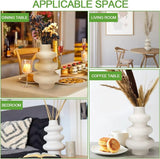 Vaas voor pampasgras, wit, keramische vaas, moderne decoratieve kunstvaas, handgemaakte vaas, mat, donut, spiraal