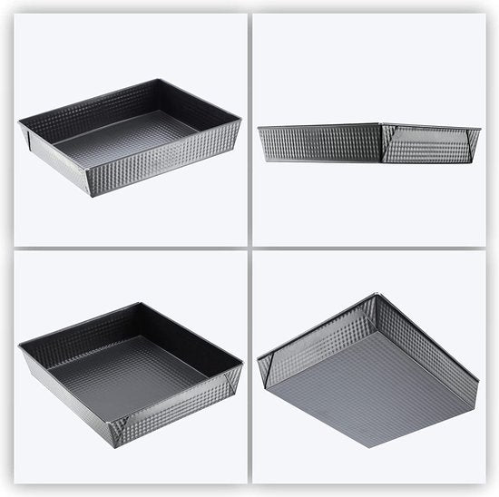 KADAX Rechthoekige bakvorm, bakplaat in 3 maten, hoge blikken randen voor cake, toast, cheesecake, brownie, onderhoudsvriendelijke bakvorm, warmteverdeling (30,5 x 25,5 cm, zwart)