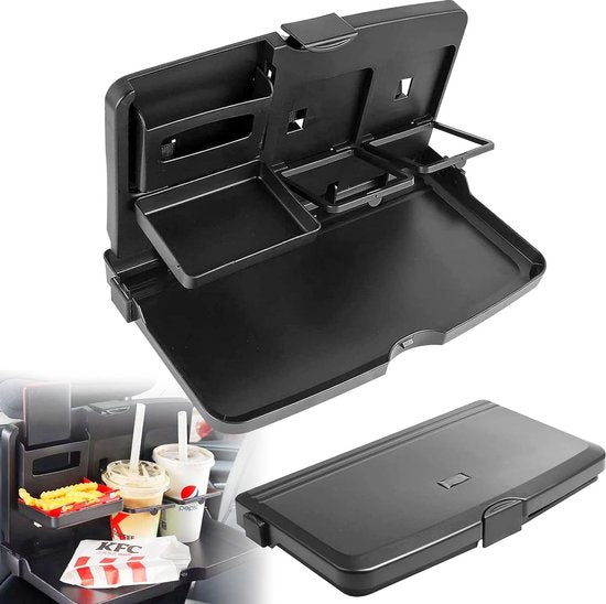 Auto achterbanktafel, autotafel voor achterbank, passagiers, klaptafel voor de achterbank, organizer voor dranken en eten, auto, multifunctionele tafel, inklapbaar, draagbaar, autoachterbank, dienblad