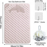 4-delige douchemat, antislip douchemat, premium douchemat, schimmelbestendig, antibacterieel, kan worden gemasseerd, in de machine wasbare badmat (kaki, 35 x 70 cm)