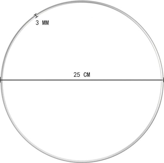 Metalen ringen: 8 zilveren metalen ringen met een diameter van 25 cm, sterk en duurzaam