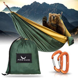 PURE HANG Premium Camping hangmat Outdoor XXL voor 2 personen 300 kg belastbaar 285 cm x 185 cm ultralichte parachutezijde met 2 karabijnhaken - Reizen strand tuin Travel - TÜV getest