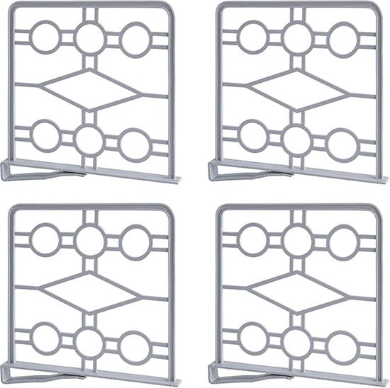 4 stuks kledingkast, plankverdeler, kledingkast, organizer, kastverdeler, plankverdeler, voor slaapkamer, badkamer, keuken en kantoor (grijs)