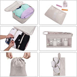 Kofferorganizerset, 9-delig, Packing Cubes, waterdichte reis-kledingtassen, paktassen voor koffer, verpakkingskubus met cosmeticatas, digitale tas, USB-kabel (beige)