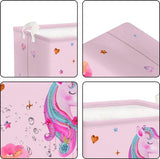 roze eenhoorn meisjes kubus opbergmand voor babykamer wolk sterren hart waterdicht rechthoekige stof plankmanden kleding speelgoed kinderen opbergdoos, 36 x 26 x 23 cm