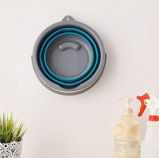 5 liter emmer met deksel, opvouwbaar, poetsemmer met deksel, rond, draagbare en opvouwbare kunststof PP TPR-materiaal, visemmer voor buiten binnen