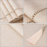 Tafelloper linnen beige 32 x 275 cm, tafelloper linnenlook hoogwaardige tafelloper effen kleur, modern onderhoudsvriendelijk tafelloper voor eettafel, salontafel, restaurant, decoratie