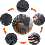 Stoelhoezen, 4 of 6-delige set, afneembaar, wasbaar, spandex, voor hotel, ceremonie, banket, restaurant, thuis, antraciet
