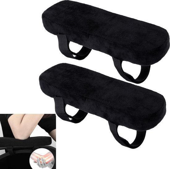 Non Slip Chair Armrest Pads Memory Foam Armrest Cushions Removable Chair Armrest Covers Elbow Support Cushion Black
