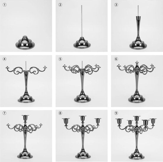 Candle Holder Set of 5 Arms 27 cm Height Taper Candle Decorative Diameter 2.2 cm Black