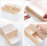 Desktop organizer, 5 vakken, houten tafelorganizer, desktop, stationery, opbergbox, kantoor, bureau, multifunctionele opbergdoos voor pennen, cosmetica, smartphones (wit)