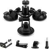 Triple Cup - camera-zuignaphouder - drievoudige zuignaphouder met 1/4 schroefdraad en 360 graden statiefkogelkop (Triple Cup set)