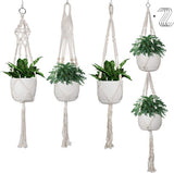 4 stuks macramé plantenhangers 4 mm verdikking katoenen touw hangende hanger bloempot plantenhouder hanger voor binnen buiten plafonds balkons wanddecoratie terrassendecoratie (41"/59")