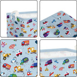 Blauw voertuig, vrachtwagen, jongens, kubus, opbergmand voor babykamer, graafmachine, auto, waterdicht, rechthoekig, stof, plankmanden, kleding, speelgoed, kinderopbergdoos, 36 x 26 x 23 cm