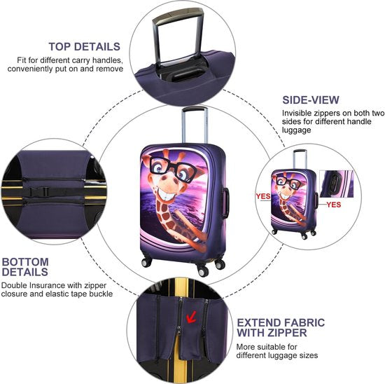 3D-printontwerp Reiskoffer Beschermende trolleykofferhoes 19"-30" hoes (L (past op 26"-28" trolleykoffer), Giraffe