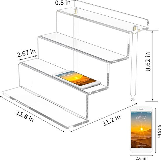 Acryl display verhogingsrek, helder displayrek voor popfiguren, organizer, cupcakestandaard, nagellakrek (1 groot stuk)