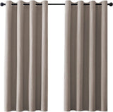 Set van 2 verduisteringsgordijnen, ondoorzichtige gordijnen met ringen, beige, 145 x 132 cm (h x b), thermogordijn, linnen, kort, voor woonkamer, kinderkamer, slaapkamer, set van 2