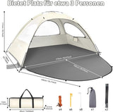 Strandschuilplaats, draagbare strandtent voor 2-4 personen, babystrandschuilplaats met UV-bescherming 50+, strandtent met 3 geventileerde ramen, snelle montage, gemakkelijk mee te nemen paraplu, strandschuilplaats