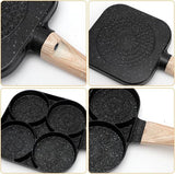 Spiegeleipan, eieren pan met antiaanbaklaag, 4 gaten, spiegelei, pannenkoeken, steaks, hamburger voor ontbijt, pannenkoekenpan voor inductiekookplaat