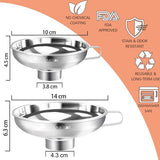 Roestvrijstalen inmaaktrechter met handvat voor brede en normale glazen en weckpotten, brede hals voor vloeibare en droge ingrediënten, grote vaste stoffen, olie, bonen en jam