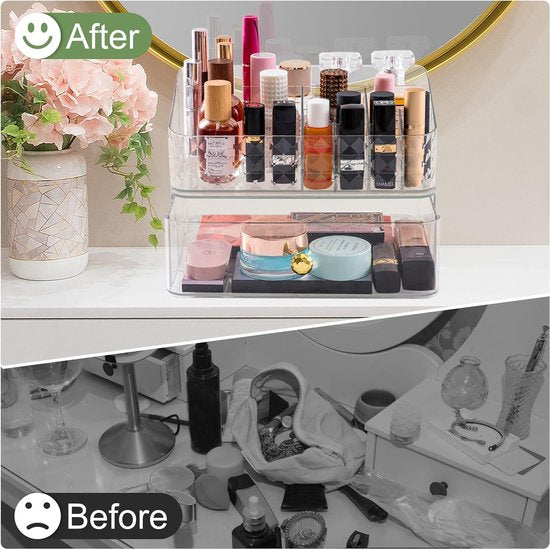 Cosmetische organisator, make-up opbergorganisator met laden, acryl badkamer kaptafel doos voor schoonheidsborstel huidverzorging lippenstift parfum oogschaduw