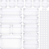 16 stuks opbergsysteem voor laden, 5 maten, gescheiden lade-organizer, opbergsysteem, antislip, transparante make-up-organizer, lade voor make-uptafel, keuken, badkamer (transparant)
