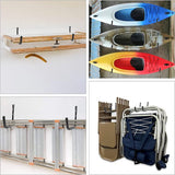 Wandhaken, garagehaken, opberghanger, organizer, wandhaken, tuinlagerhaak met jumbo-arm, heavy duty, voor kajaks, ladder, fiets, kanoën, fietsen, klapstoelen, surfplanken, draagkracht 45 kg, 4 stuks