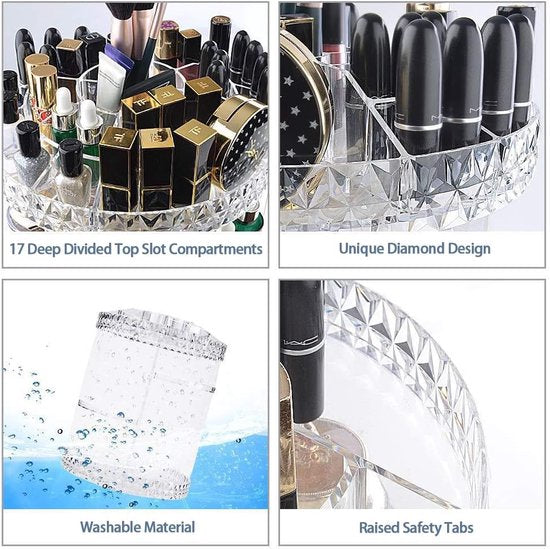 Roterende make-up organisator, 360° schoonheid cosmetische organisator, 8 lagen verstelbare doe-het-zelf draaiende cosmetische opslag, huidverzorging organisator voor dressoir, badkamer