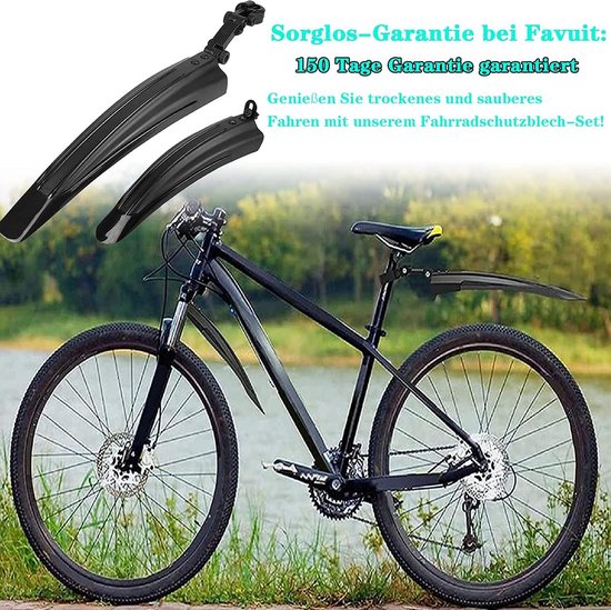 Fietsspatbordenset, 20-26 inch, verstelbare spatbeschermingsset voor en achter, vuilvanger, MTB, Quick Release-bevestiging, steekspatbord ter bescherming tegen spatwater, vuil, voor mountainbike