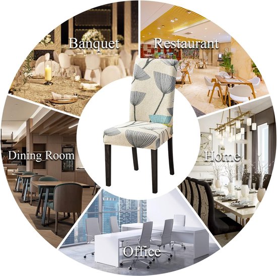 o Stoelhoezen voor eetkamerstoelen, 6-delige set, stretch, moderne stoelhoezen voor kantelstoelen, universeel, wasbaar, afneembare stoelhoes voor eetkamer, hotel, banket, keuken, beige bladeren