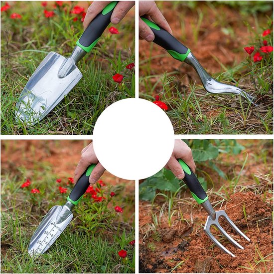 Tuingereedschapsset, 9-delige roestbestendige tuingereedschapsset met opbergtas, tuinset, handgereedschap, geschenkkit, hoogwaardig tuingereedschap, ideaal tuincadeau voor vrouwen en mannen