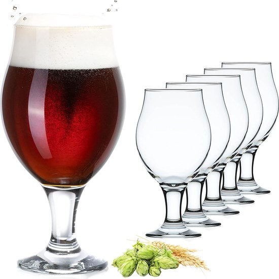 Bier Tulpen Bierglazen Set 6 Stuks 500ml (max. 560ml) Bier Mokken Glas Draaibare Pilsner Glazen Altbierglas