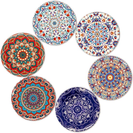 BOHORIA Premium design onderzetters, set van 6 decoratieve onderzetters voor glas, kopjes, vazen, kaarsen op uw hout, glas of steen eettafel Boho Edition, Marrakech