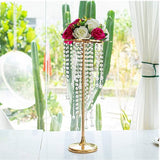 2 stuks woondecoratie bloem middelpunt acryl kristal bruiloft straat bewegende vazen gouden bruiloft decor vaas middelpunt bruiloft bloemenvazen metalen kristallen bloemenvazen (55cm)