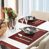 Placemat set, antislip, afwasbaar pvc en hittebestendig, placemats voor thuis of restaurant, voor de eettafel (bruin/zilver)