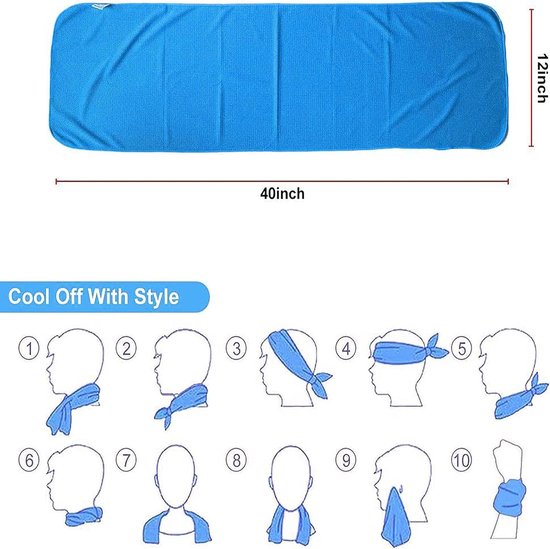 Verkoelende handdoek, ijshanddoek, ademend, koele handdoek, microvezel handdoek voor yoga, fitnessstudio, training, sport, fitness, hardlopen, kamperen, wandelen (100 x 30 cm)