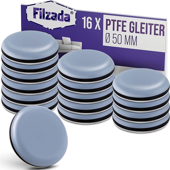 16 x zelfklevende teflonglijders, Ø 50 mm (rond), professionele meubelglijders/tapijtglijders, PTFE (teflon)