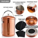 Compostcontainer voor keuken, roestvrij staal, geurloos