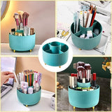 Cosmetica-make-uporganizer, 360 graden draaibare kwastenorganizer, oogschaduwkwast, lippenstift, etui, opslag cosmetica-organizer voor kamer, decoratie, kaptafel, slaapkamer, badkamer (blauw)