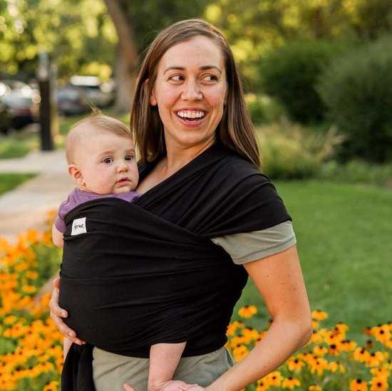 Draagdoek voor pasgeborenen - draagdoek voor baby's en peuters - gemakkelijk te knopen - draagzak voor pasgeborenen van katoen vanaf de geboorte tot 16 kg (zwart/zwart)