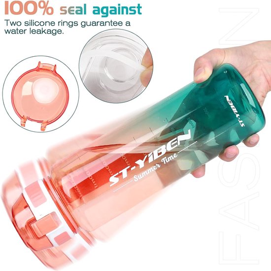 drinkfles 1l sportwaterfles, BPA-vrije drinkfles, 100% lekvrije sportdrinkfles, robuuste en duurzame waterfles voor fitness, buitensport