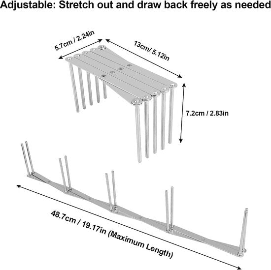 Set van 2 lades, ribjeshouders van roestvrij staal, verstelbare spareribs-houder, multifunctionele telescopische rek, demper, afdruiprek, accessoires voor keuken en grill