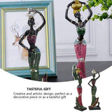 2 stuks Afrikaanse dame sculptuur stammen dame figuur beeldjes hars handwerk verzameling standbeeld vintage desktop ornamenten