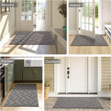 Deurmat voor binnen en buiten, wasbaar, binnentapijt, vuilvangmat, antislip, deurmat voor ingang, patio, hal, tuin, binnen en buiten (grijs, 119 x 180 cm)