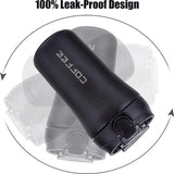 Thermische mok, koffiemok voor onderweg, 400 ml, set van 2, roestvrij staal, lekvrije reismok met rietje, dubbelwandige geïsoleerde mok voor koffie, thee, glühwein, warm en koud, zwart en wit