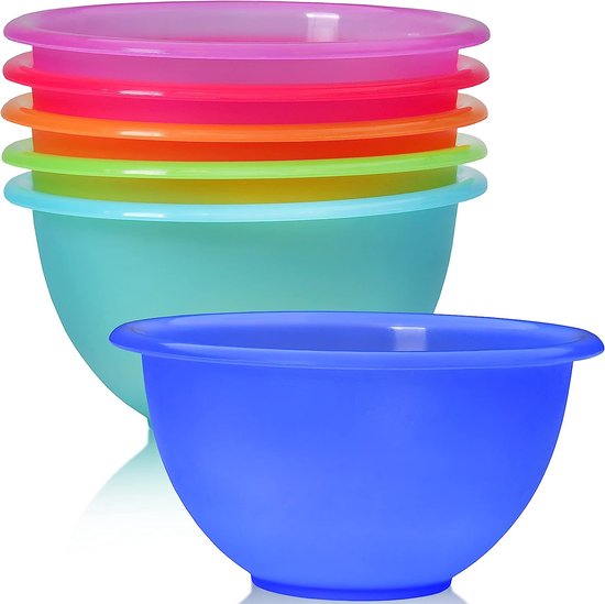 Kunststof schalen 6 stuks, 16 cm, 650 ml, kleurrijk, herbruikbaar, onbreekbaar, plastic kom, mueslischaal, komset, plastic servies, feestservies, campingservies