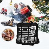 Direct Grillbestek, 33 stuks, barbecue-accessoires, roestvrij staal, grillbestek, set voor camping en tuin, grilltang van roestvrij staal en draagtas